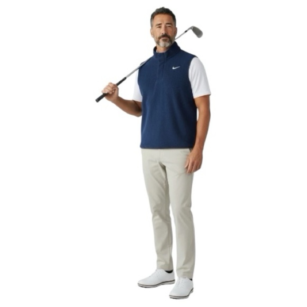Nike Therma-FIT Mens Victory Fleece Coaches 1/4 Zip Active Golf Vest Navy Size S